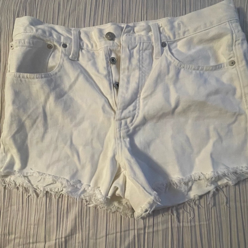 Madewell‎ white relaxed denim shorts button fly 3 inch inseam size 27